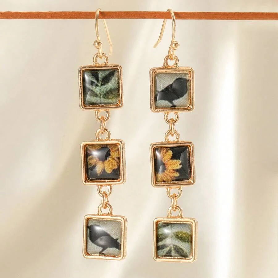 Vintage Artistic Style Multi-Layer Sunflower Earrings