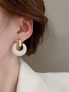 Vintage White Drip Geometric Earrings