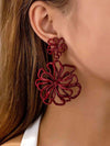 Burgundy Floral Enamel Earrings