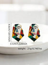 Geometric Abstract Face Enamel Earrings