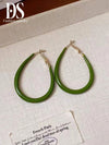 Red Drip Glaze Teardrop Hoop Earrings