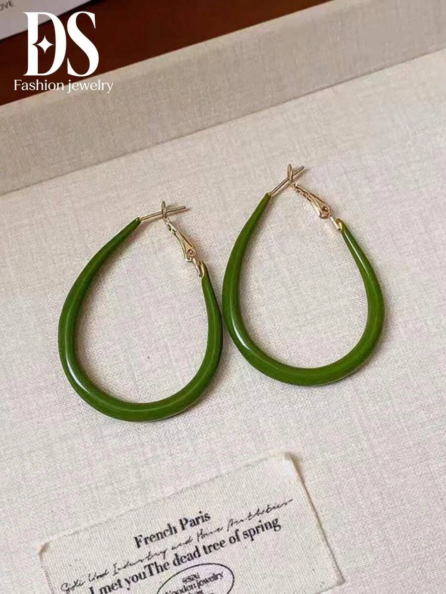 Red Drip Glaze Teardrop Hoop Earrings