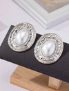 Vintage Textured Oval Pearl Earrings