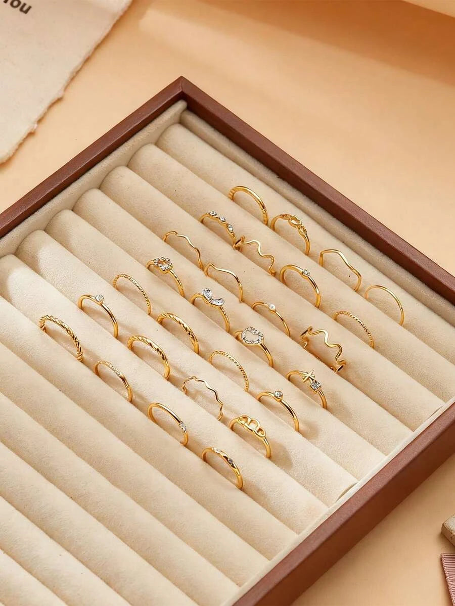 15pcs Vintage Gold-Tone Rhinestone Flower