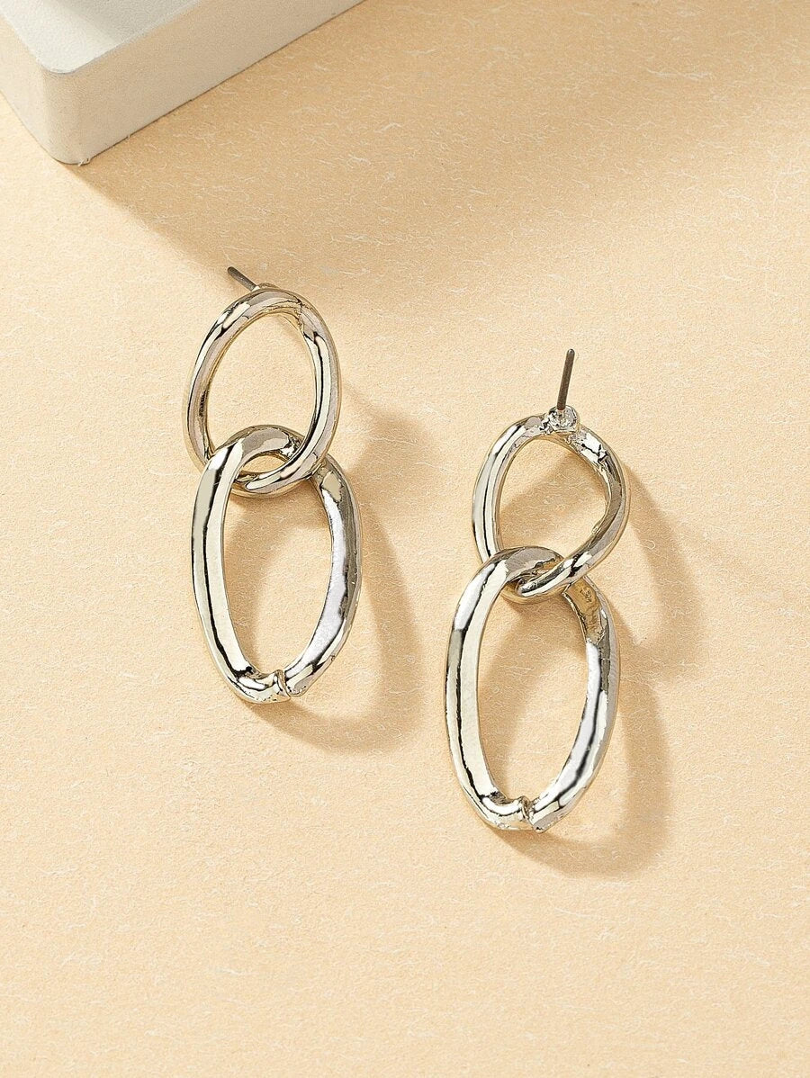 Chain Design Drop Earrings