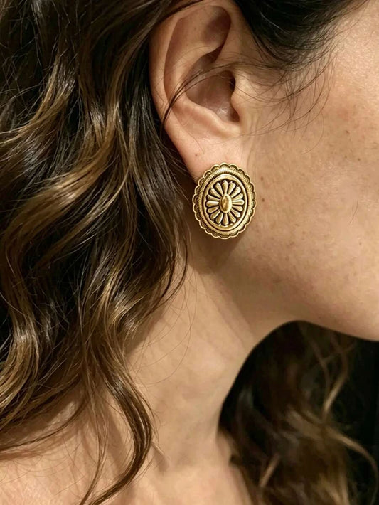 Vintage Carved Geometric Earrings
