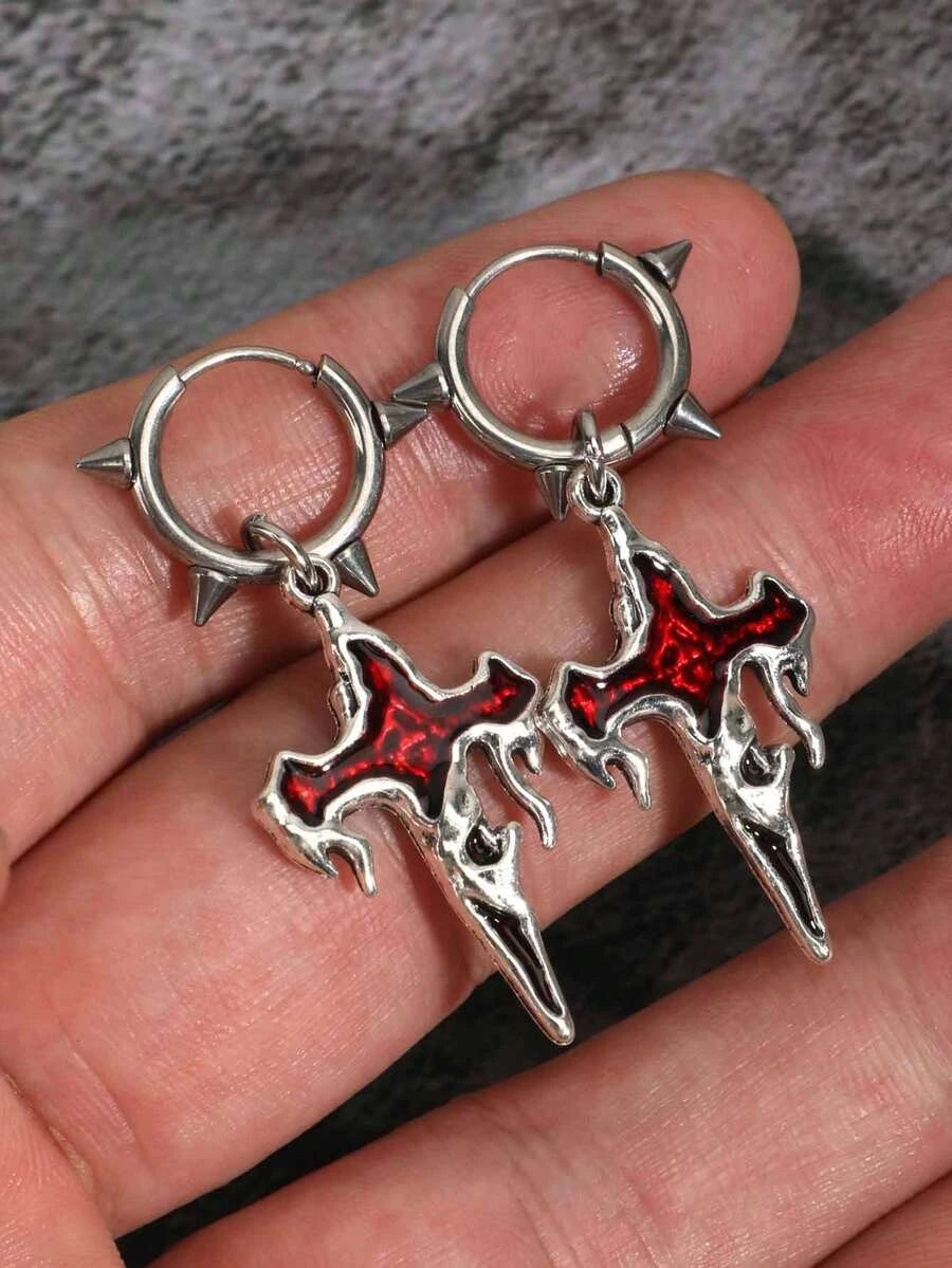 Retro Gothic Crescent Moon Drop Earrings