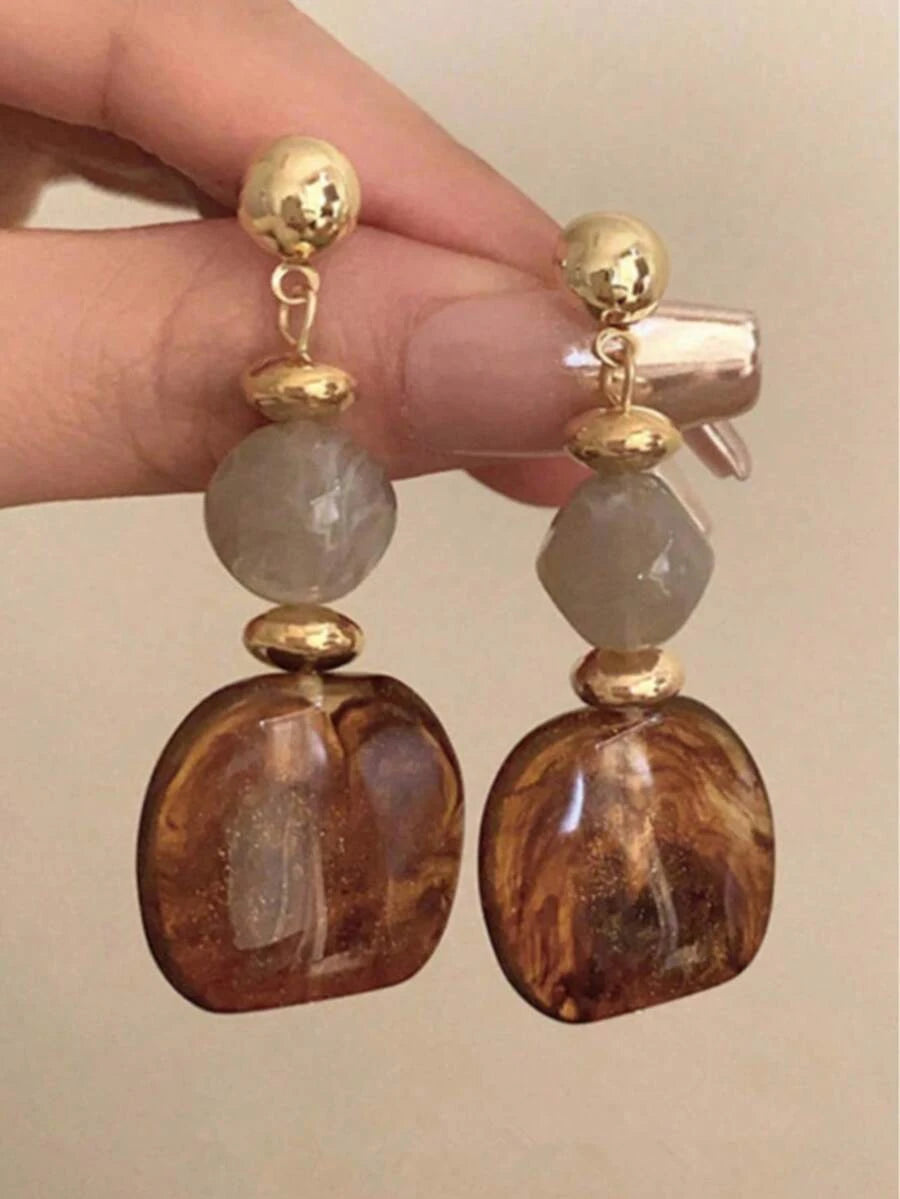 Asymmetric Green Wave Drop Earrings