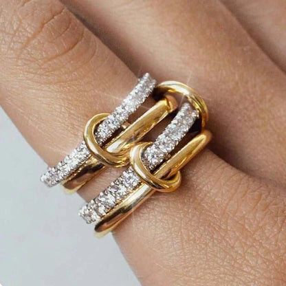 Two-Tone Stacked Zirconia Ring