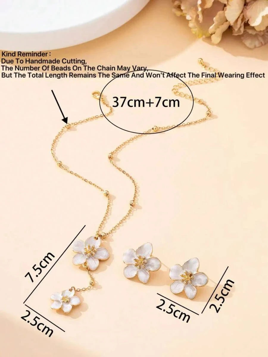 Handmade Orange Floral Jewelry Set