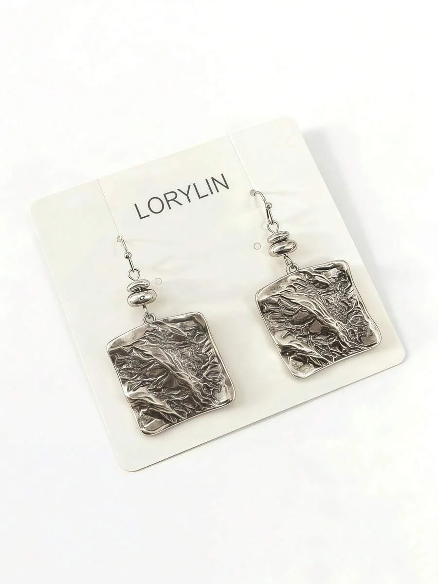 Vintage Minimalist Distressed Metal Disc Earrings