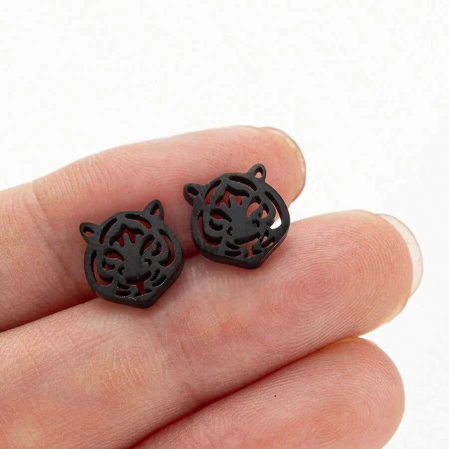 Stainless Steel Tiger Head Stud Earrings