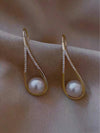 Elegant Teardrop Faux Pearl Drop Earrings