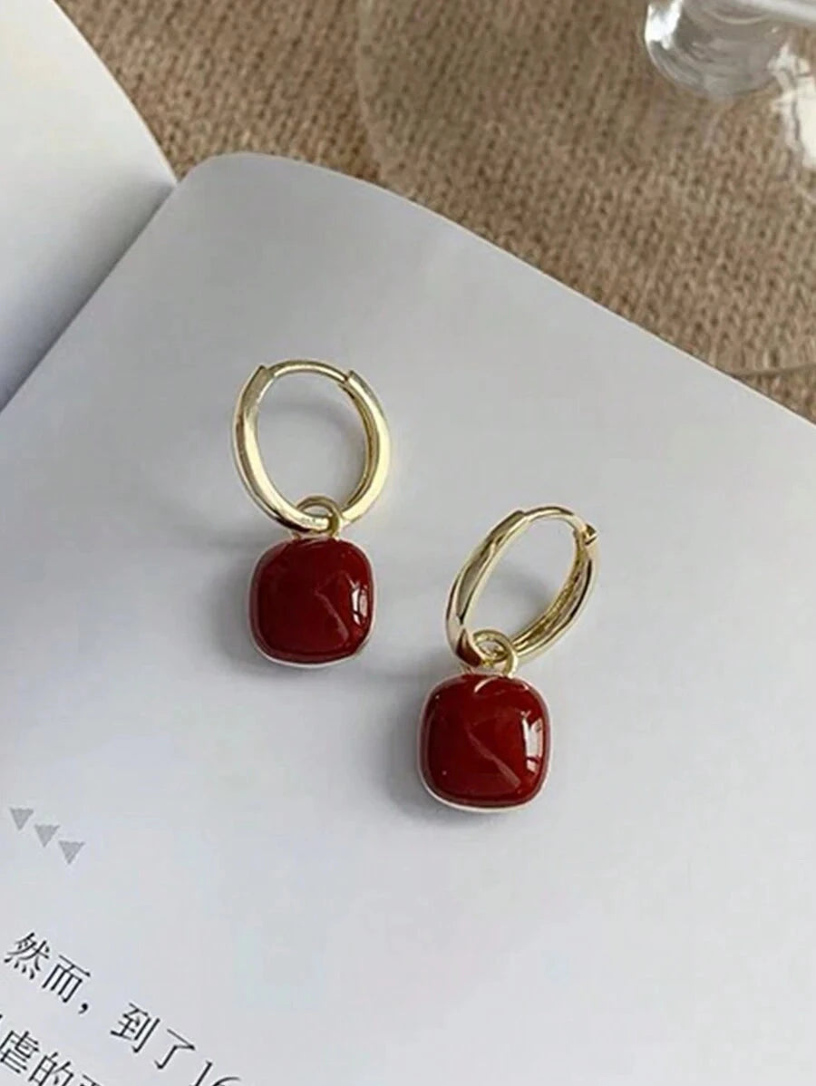 French Vintage Geometric Copper Earrings