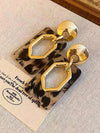 Vintage Geometric Leopard Resin Earrings