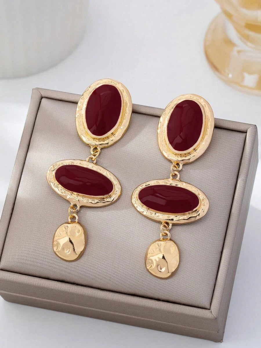 Vintage Palace Asymmetrical Enamel Dangle Earrings