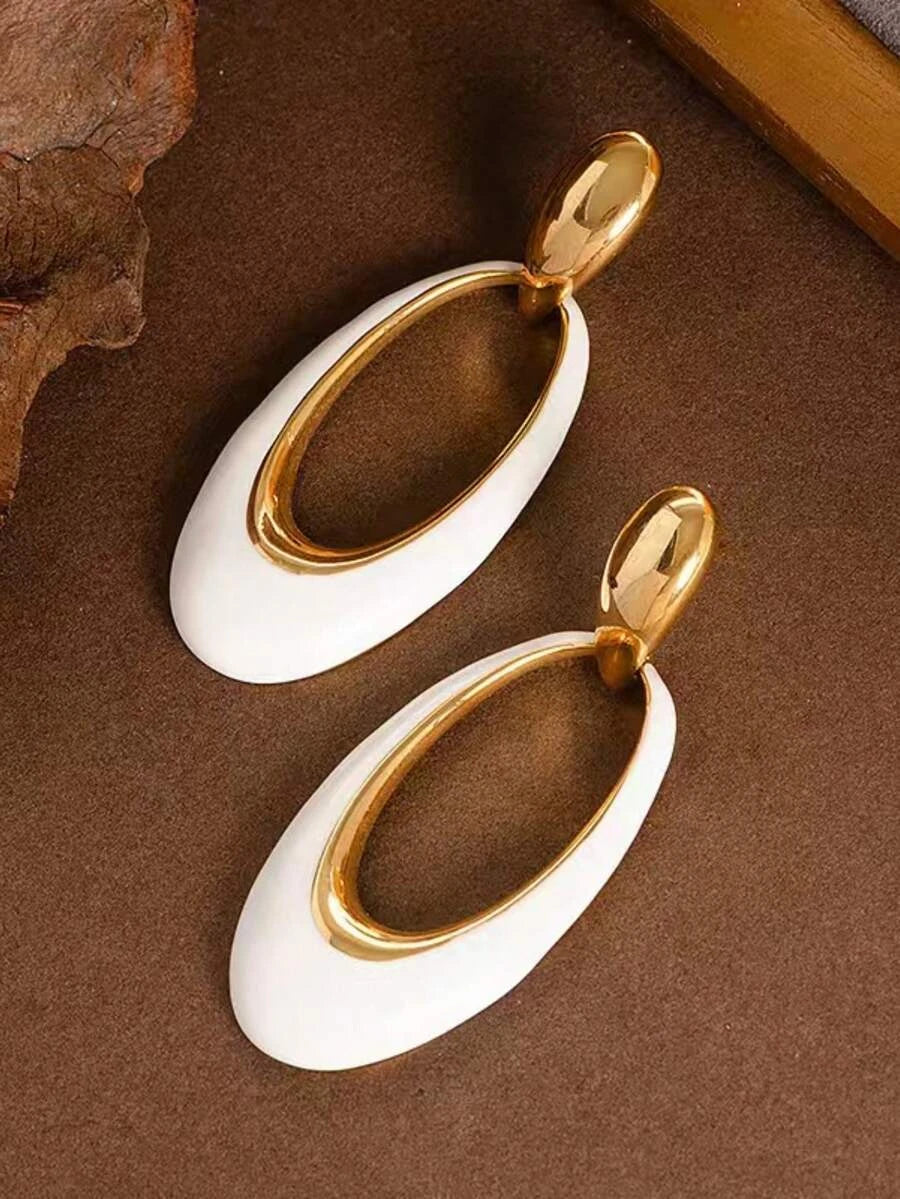 Burgundy Oval Drop Earrings