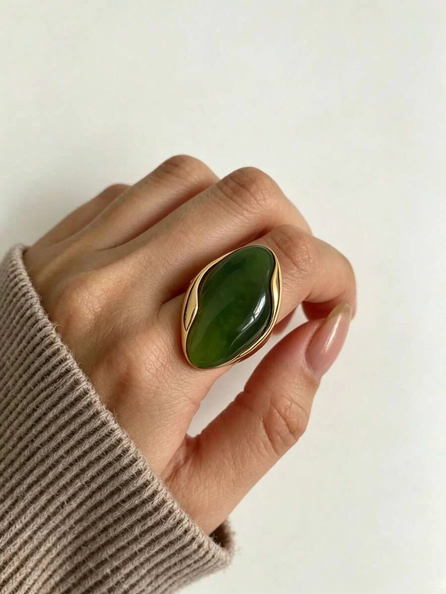 Gold Plated Geometric Resin Ring