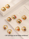 Colorful Enamel Clover Earring Studs