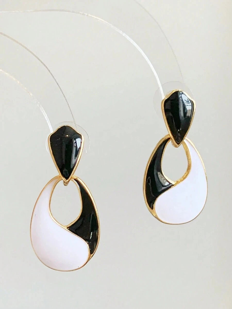 Two Tone Drop Earrings