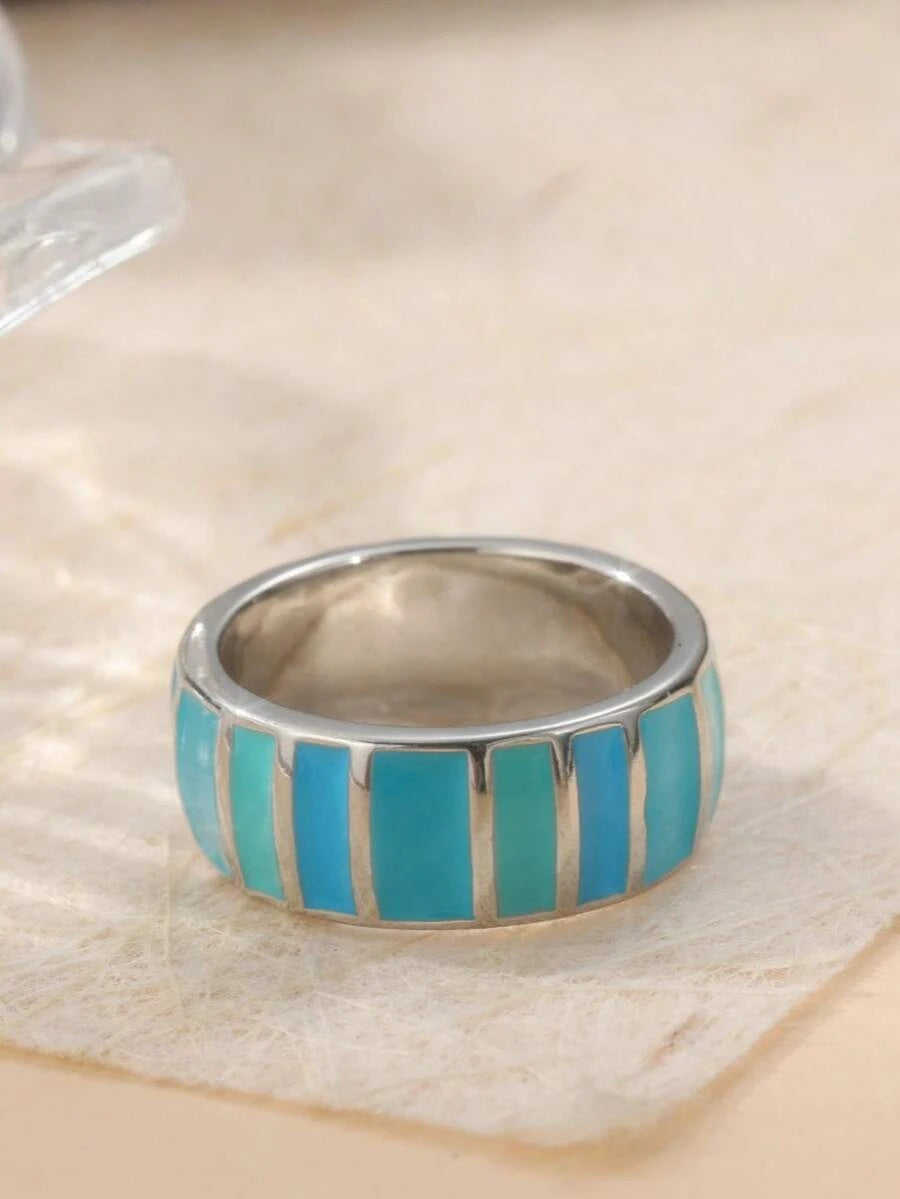Silver Bohemian Wide Band Ring