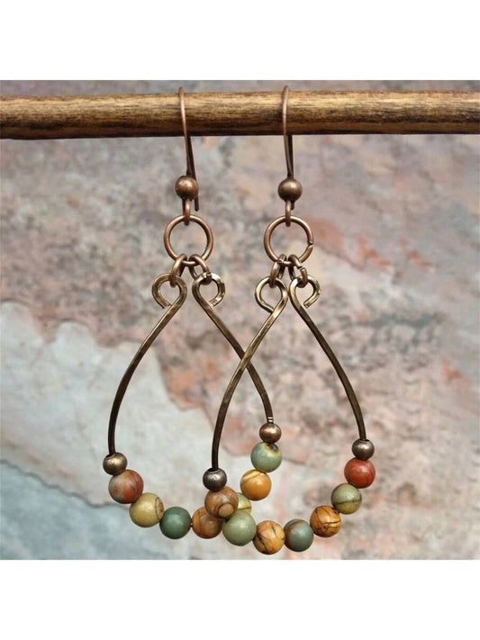Vintage Bohemian Teardrop Beaded Earrings