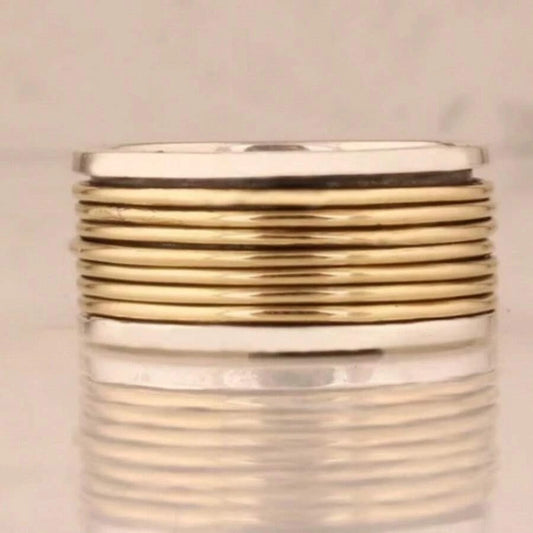 Vintage Bohemian Hammered Wide Band Ring