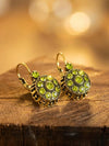 Gold-Plated Green Crystal Pendant Earrings