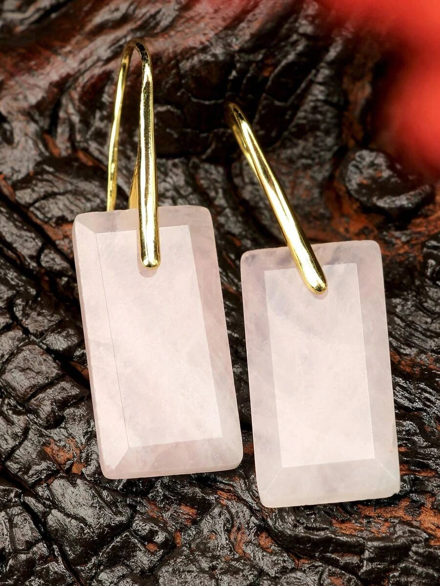 Natural Amethyst Square Pendant Earrings