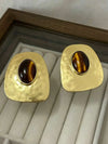 Vintage Hammered Square Chunky Geometric Earrings