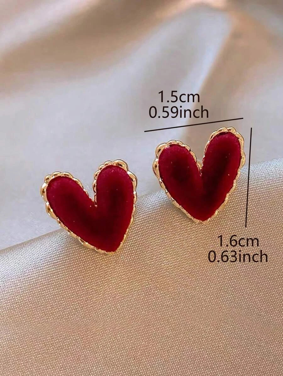 Vintage Oil-Drip Heart Stud Earrings