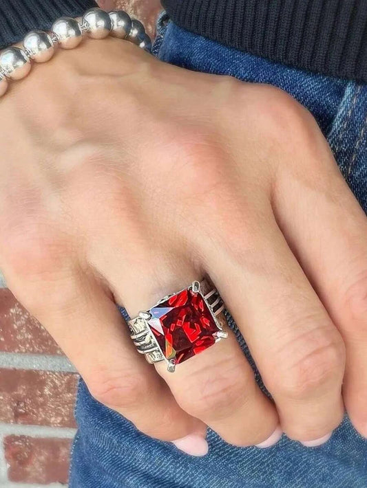 Vintage Boho Red Square Ring