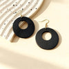 Vintage Wooden Hollow Round Pendant Earrings