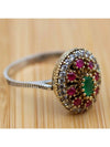 Retro Boho Red Cubic Zirconia Two Tone Ring
