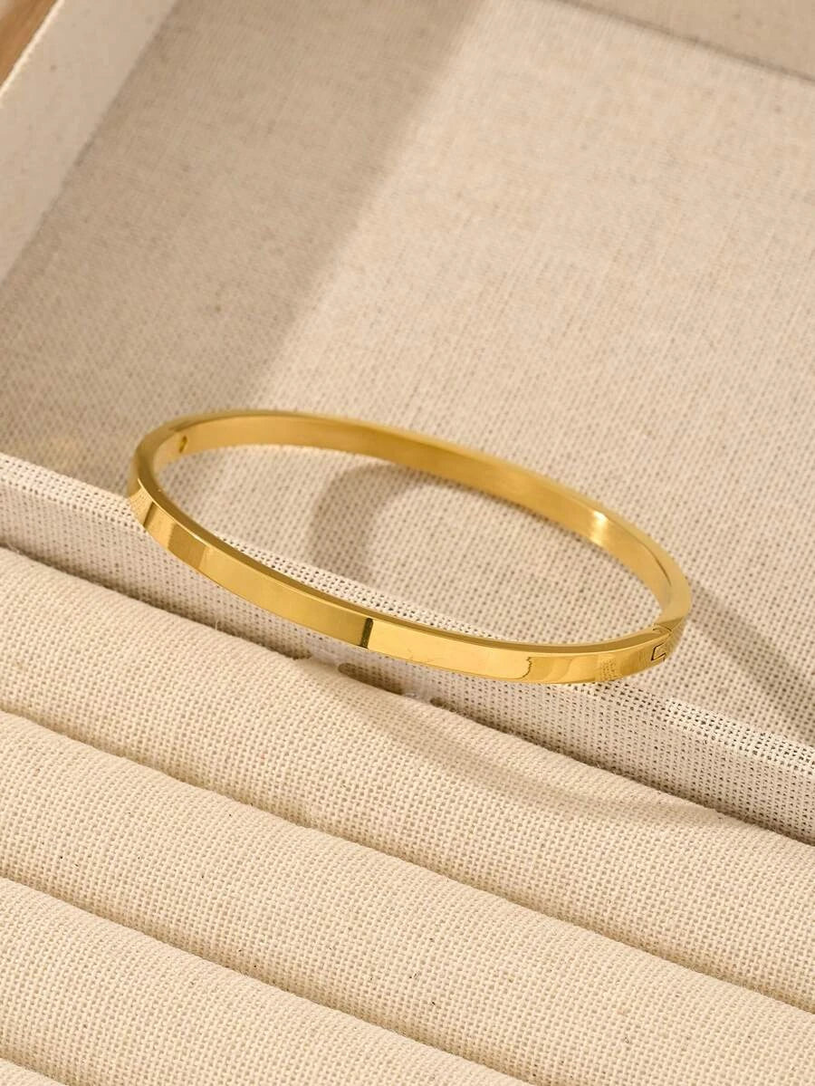 Minimalist Floral Stainless Steel Gold Bracelet Set