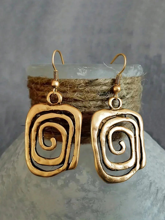 Vintage Style Asymmetrical Spiral Drop Earrings