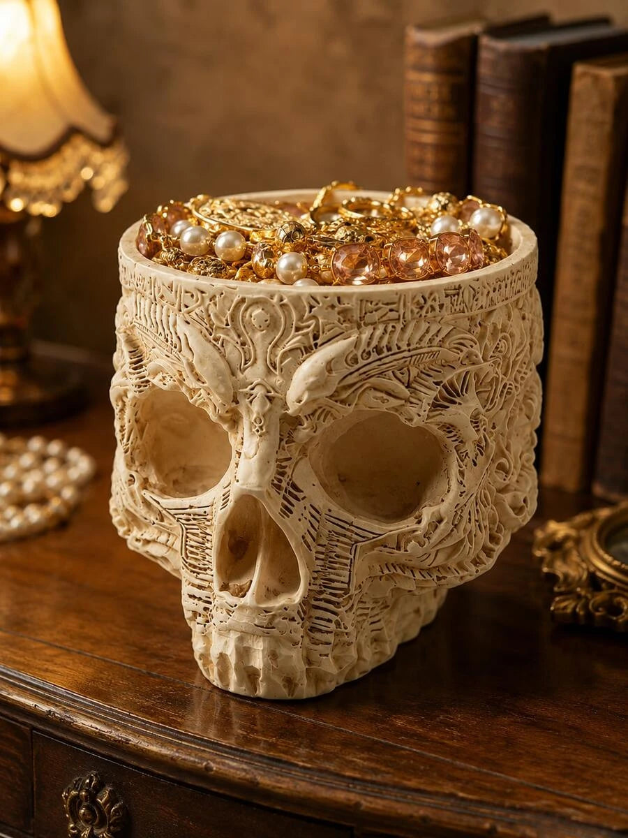 Gothic Resin Skull Jewelry Box