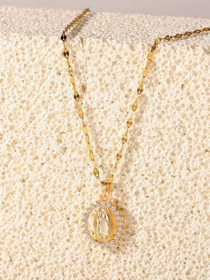 Stainless Steel Virgin Mary Pendant Necklace