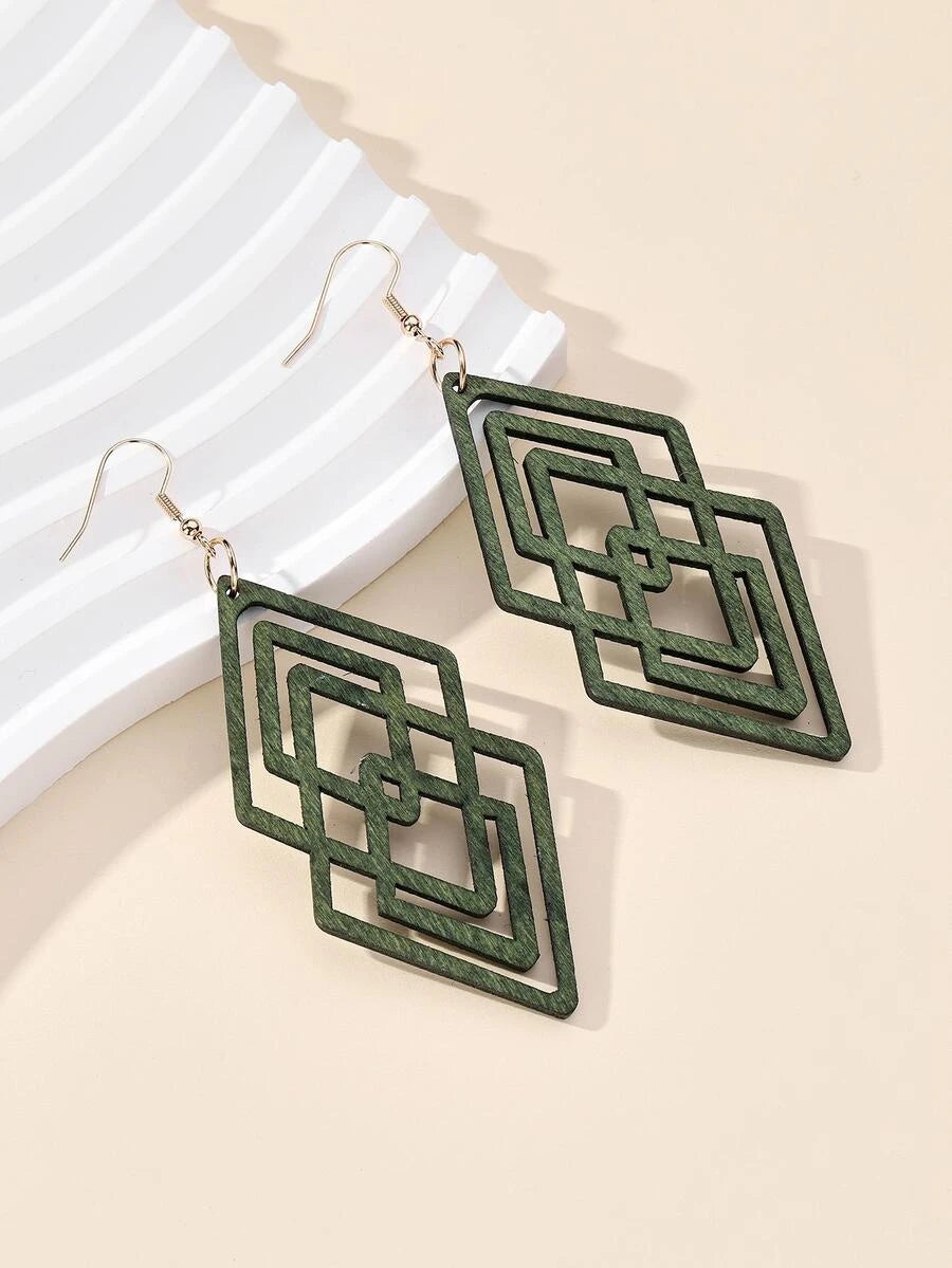 Casual Geometric Wooden Earrings