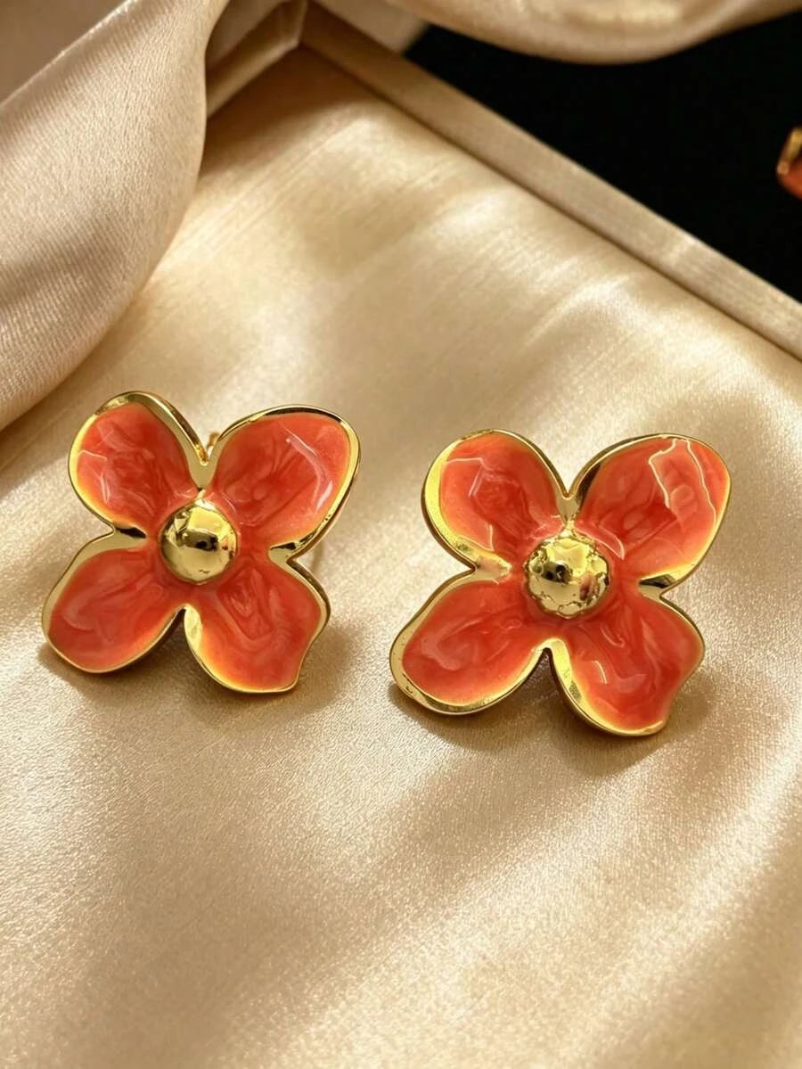 Elegant Stainless Steel Flower Earrings