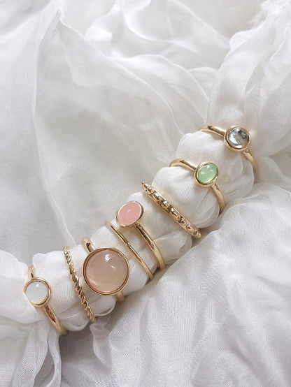 Multicolor Round Ring Set