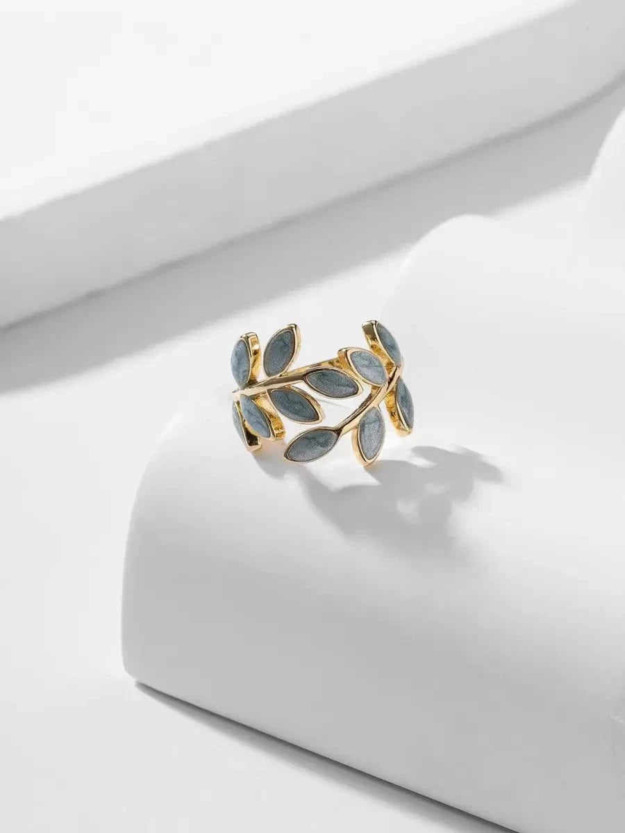 Color Block Leaf Cuff Ring