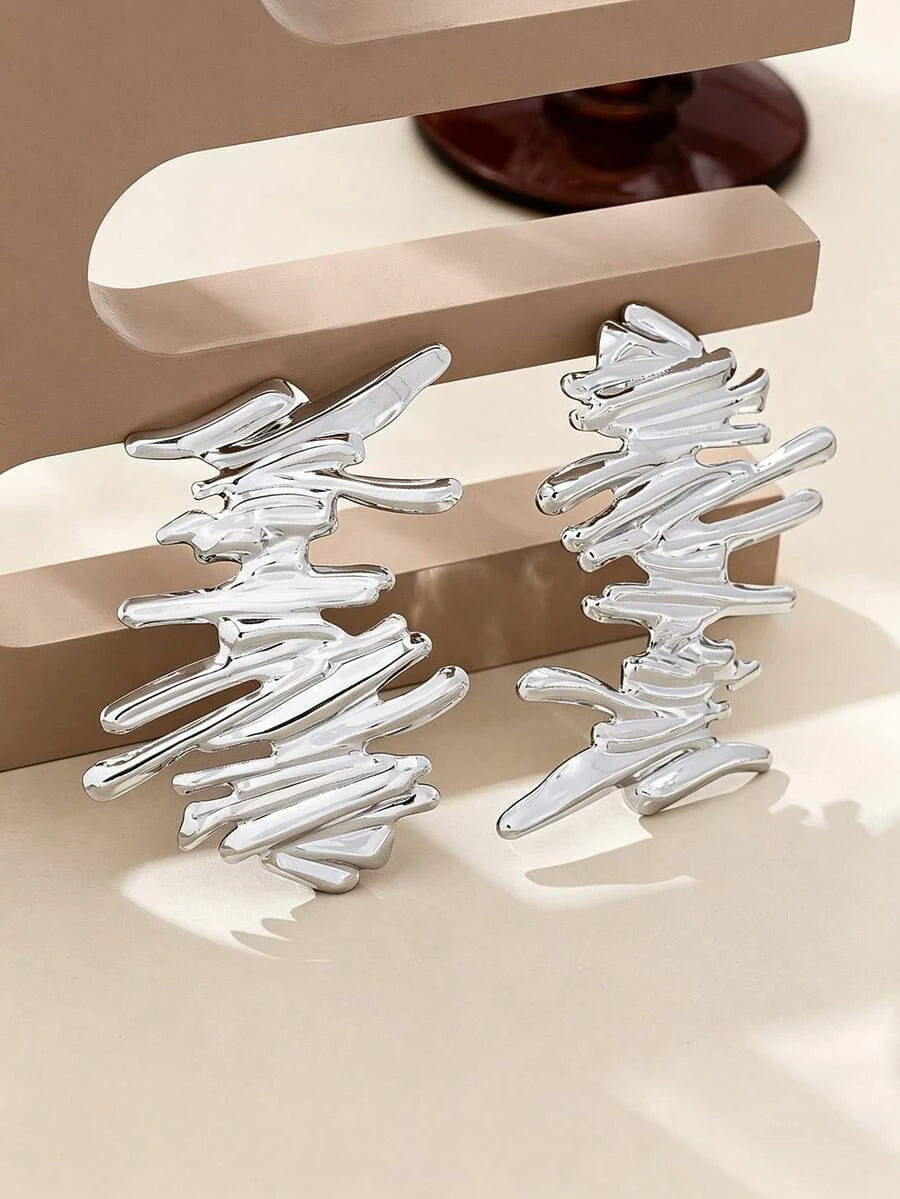 Asymmetrical Hollow Metal Earrings