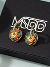 Colorful Enamel Geometric Hoop Earrings