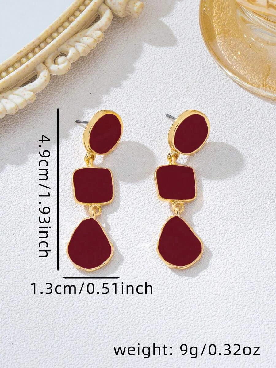 Vintage Geometric Asymmetrical Drop Earrings