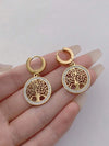 Stainless Steel Rhinestone Tree Of Life Drop Earrings