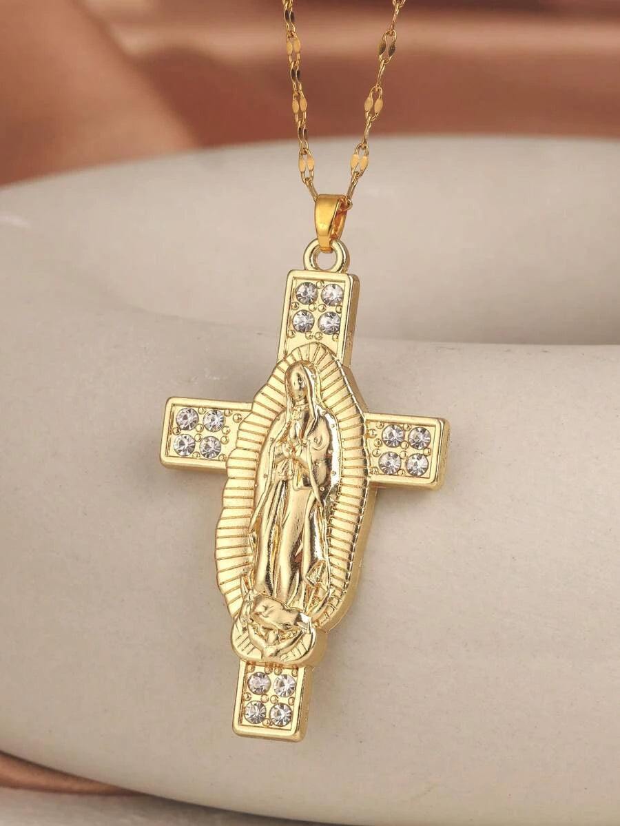 Stainless Steel Virgin Mary Pendant Necklace