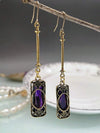 Retro Bronze Crystal Long Earrings