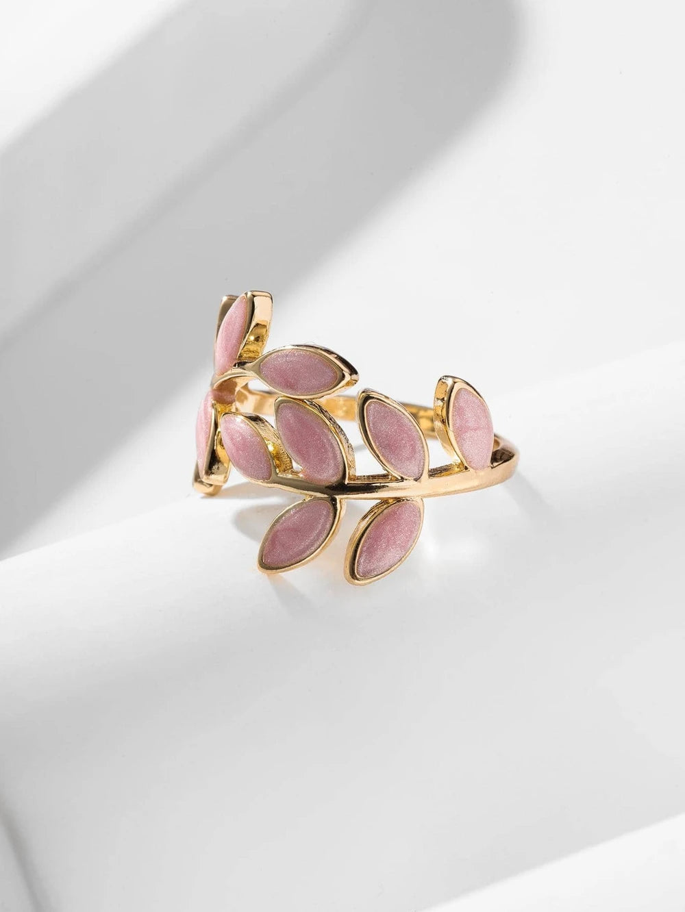 Color Block Leaf Cuff Ring