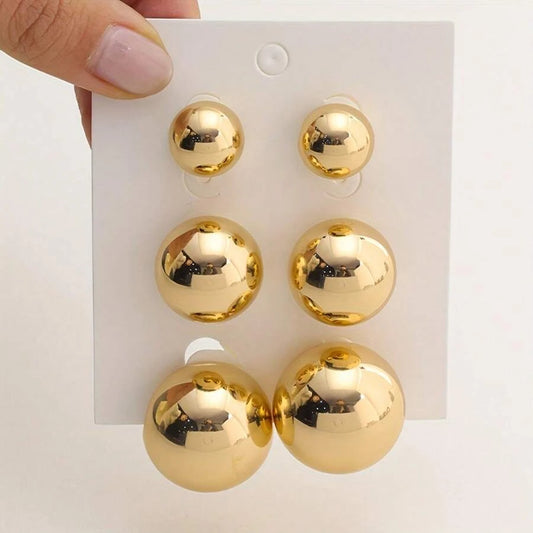 Vintage Gold Ball Stud Earrings